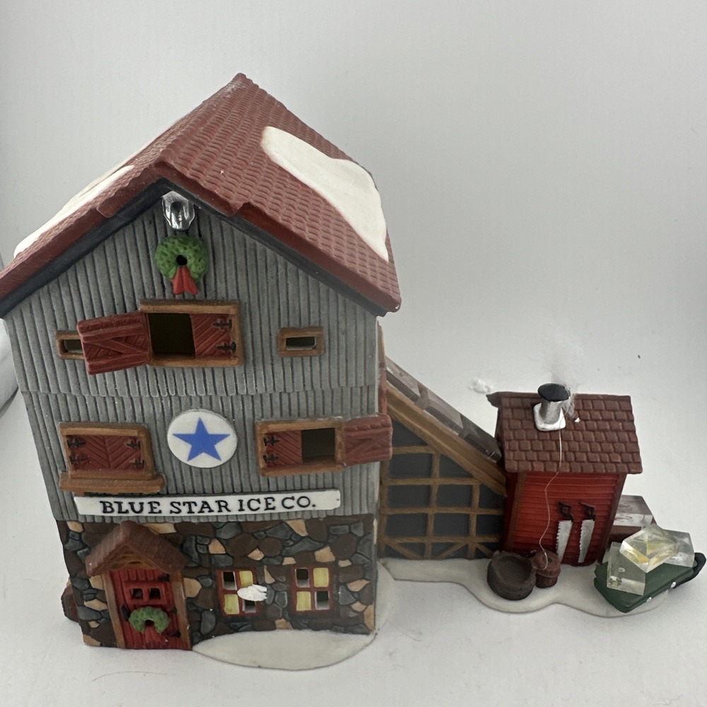 Vtg Dept 56 Heritage Village Collection Blue Star Ice Co w/Light Cord 5647-2